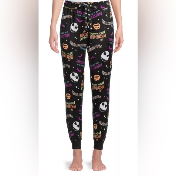NWT Nightmare Before Christmas Allover Print Black Jogger Sleep Lounge Pants - Picture 2 of 7